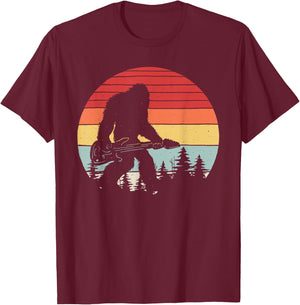 Vintage Retro Bigfoot Guitar T-Shirt - T-Shirt | Maroon