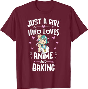 Anime And Baking Gifts for Daughter and Girls T-Shirt - T-Shirt | Maroon