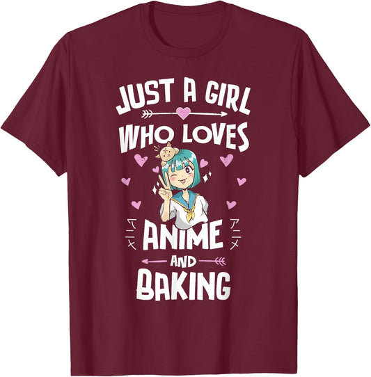 Anime And Baking Gifts for Daughter and Girls T-Shirt - T-Shirt | Maroon