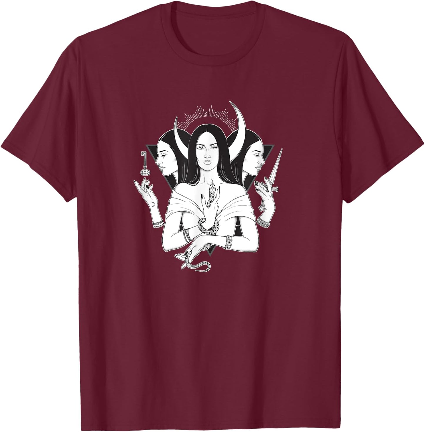 Goddess Hecate Triple Moon Goddess Pagan Wicca Triple Moon T-Shirt - T-Shirt | Maroon
