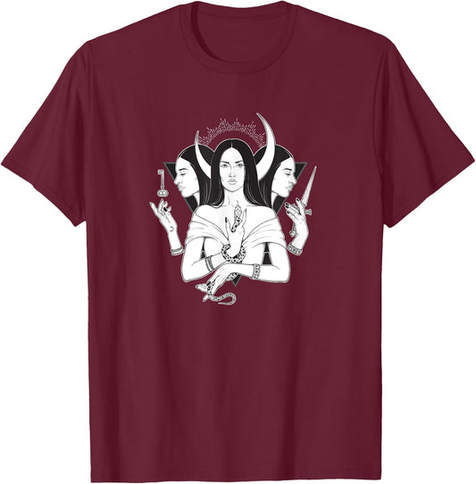 Goddess Hecate Triple Moon Goddess Pagan Wicca Triple Moon T-Shirt - T-Shirt | Maroon