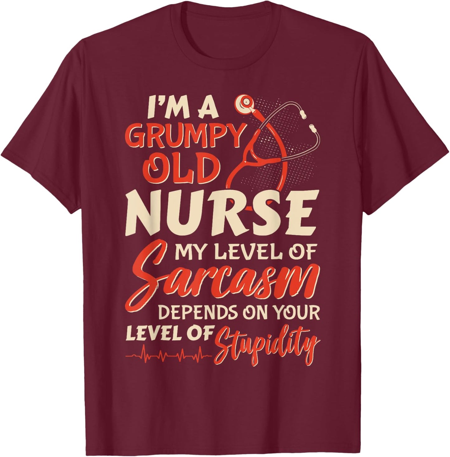 Grumpy Old Nurse Women Nursing RN LPN Medical Grandma Mom T-Shirt - T-Shirt | Maroon