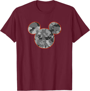 Disney Mickey and Friends Camouflage Mickey Ears Logo T-Shirt - T-Shirt | Maroon