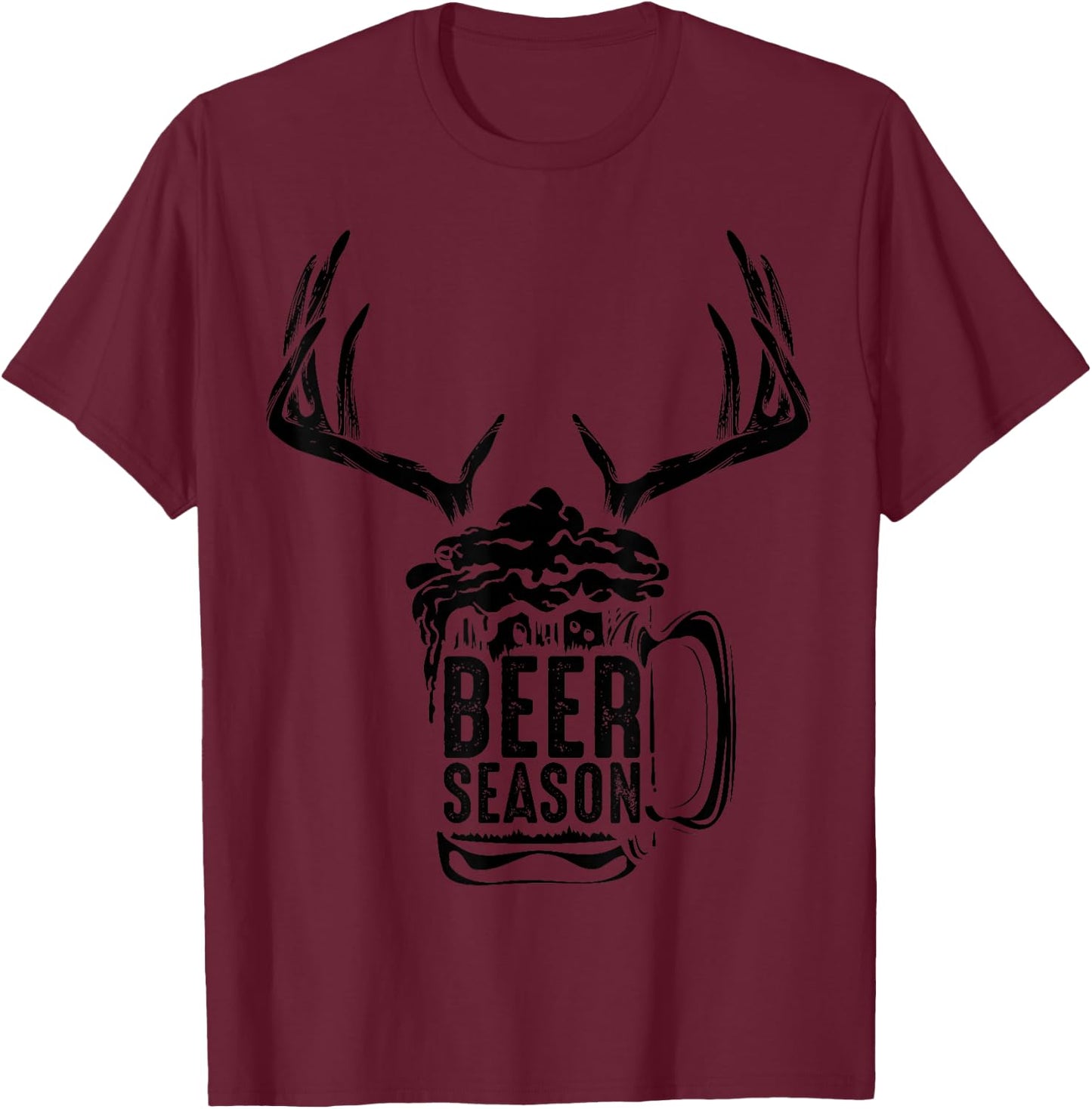 Beer Season | X-mas Animal Hunting Beer Drinkers Gift T-Shirt - T-Shirt | Maroon