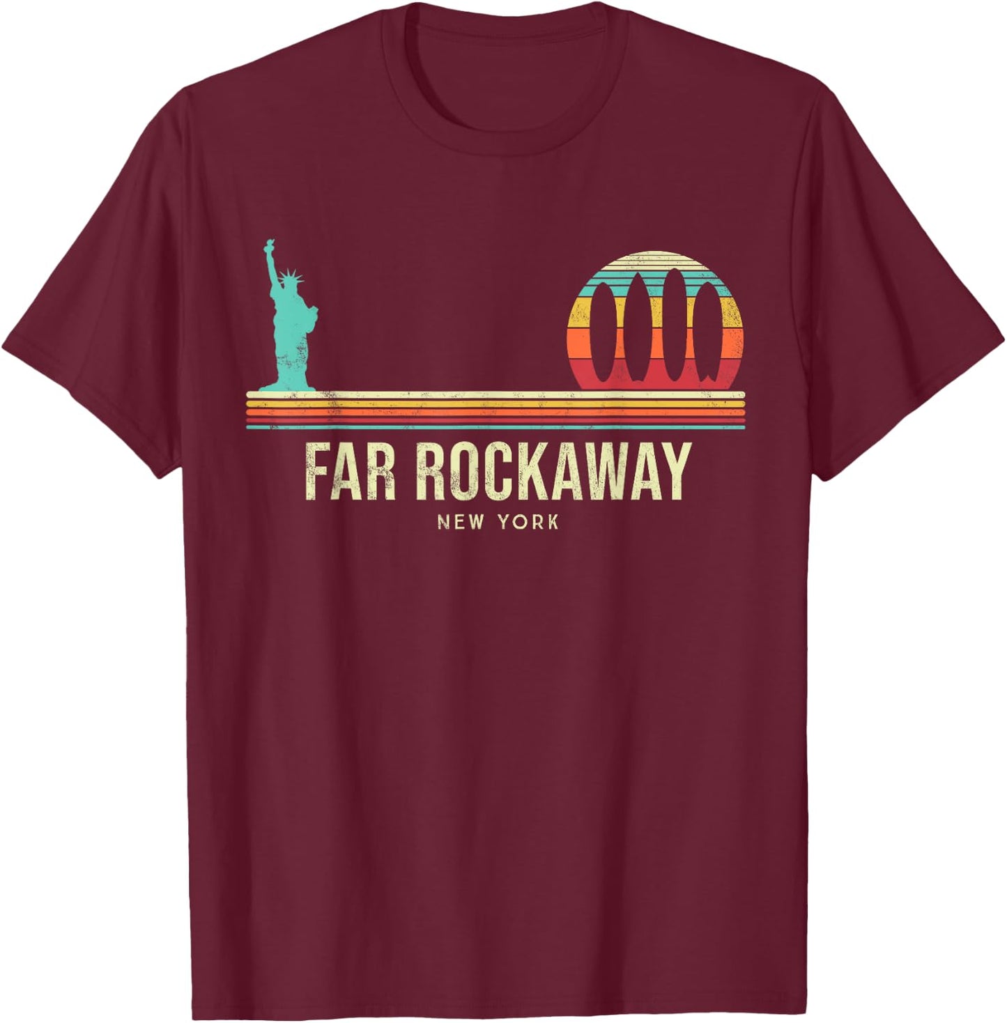 Far Rockaway Surf - Queens New York Vintage T-Shirt - T-Shirt | Maroon