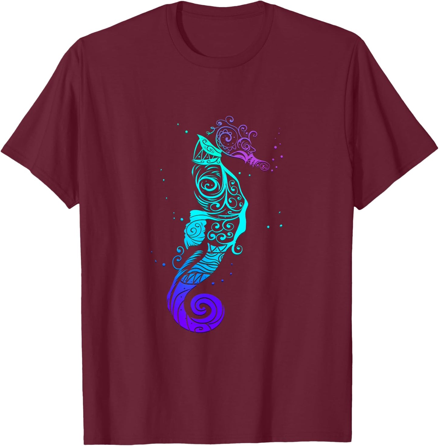 Seahorse Mandala Scuba Diving T-Shirt - T-Shirt | Maroon