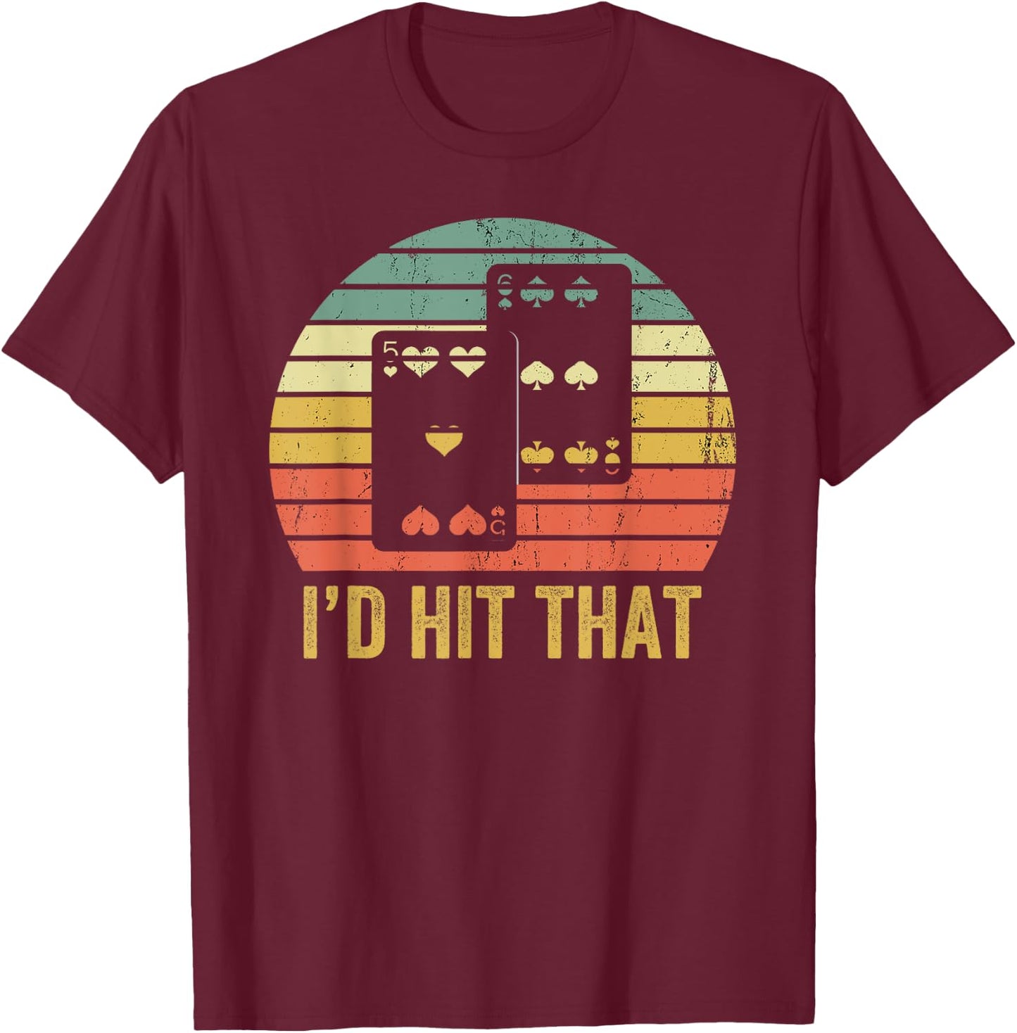 Vintage Blackjack Gambler Funny Retro Gambling Gift T-Shirt - T-Shirt | Maroon