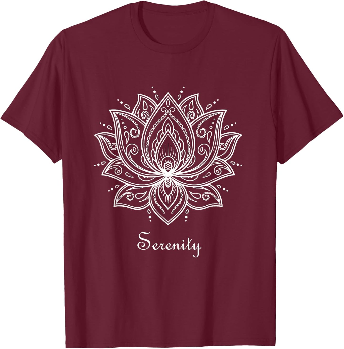 Serenity Lotus Flower Spiritual Yoga Meditation Namaste T-Shirt - T-Shirt | Maroon