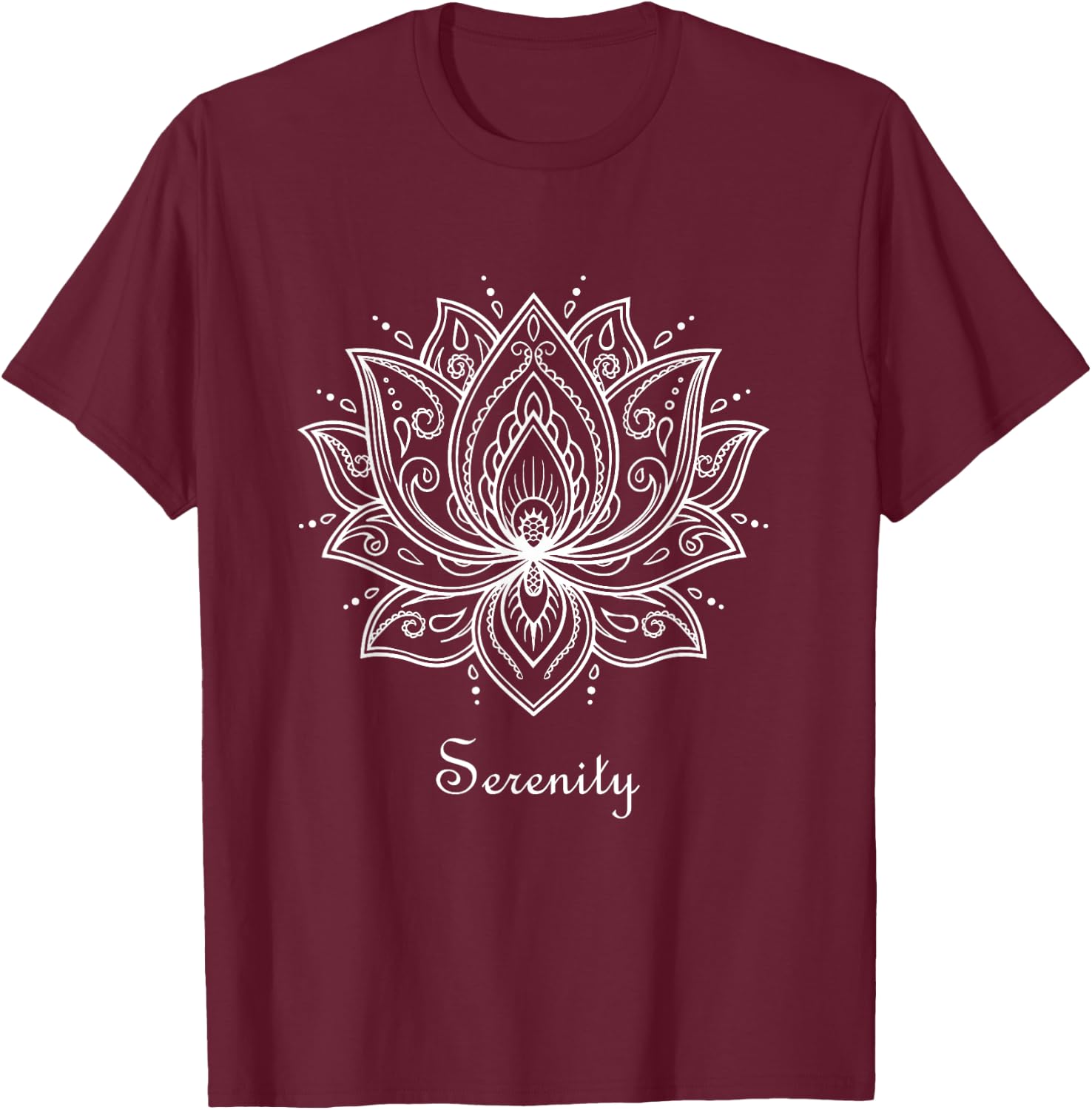 Serenity Lotus Flower Spiritual Yoga Meditation Namaste T-Shirt - T-Shirt | Maroon