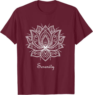 Serenity Lotus Flower Spiritual Yoga Meditation Namaste T-Shirt - T-Shirt | Maroon
