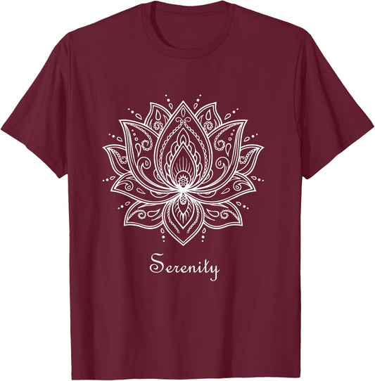 Serenity Lotus Flower Spiritual Yoga Meditation Namaste T-Shirt - T-Shirt | Maroon