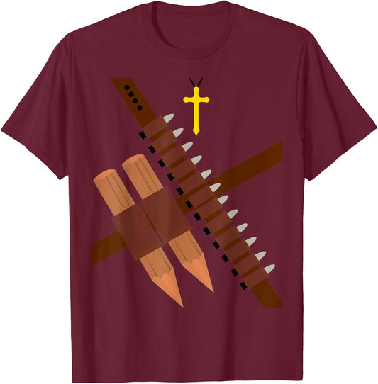 Vampire Hunter Halloween Costume, Silver Bullets and Stakes T-Shirt - T-Shirt | Maroon