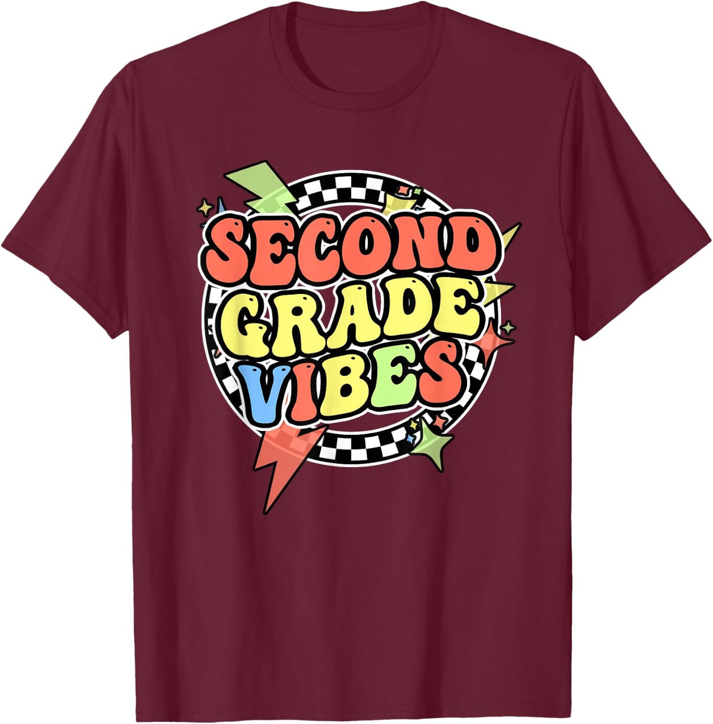 Groovy Second Grade Vibes Shirt 2nd Grade Shirt Boys Girl T-Shirt - T-Shirt | Maroon
