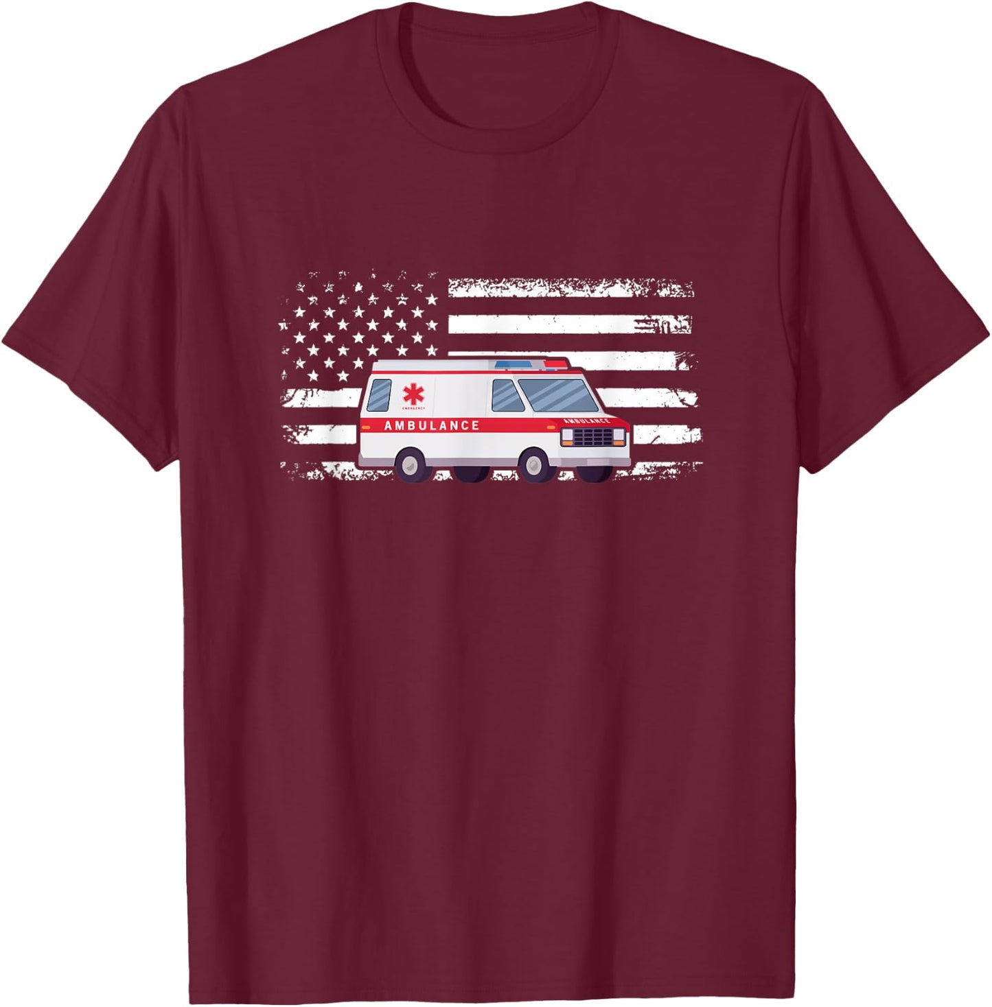 Ambulance Flag Ambulance Parademic EMT T-Shirt - T-Shirt | Maroon