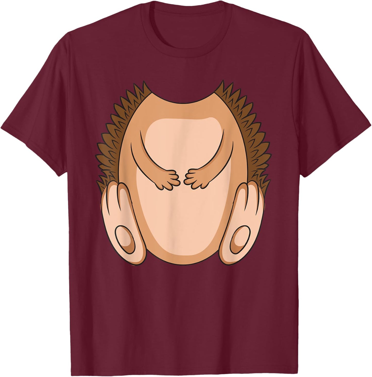 Hedgehog Costume Halloween Easy Lazy Animal Cosplay Outfit T-Shirt - T-Shirt | Maroon