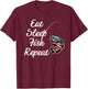 Eat Sleep Fish Repeat fish adorned in the American flag T-Shirt - T-Shirt | Maroon