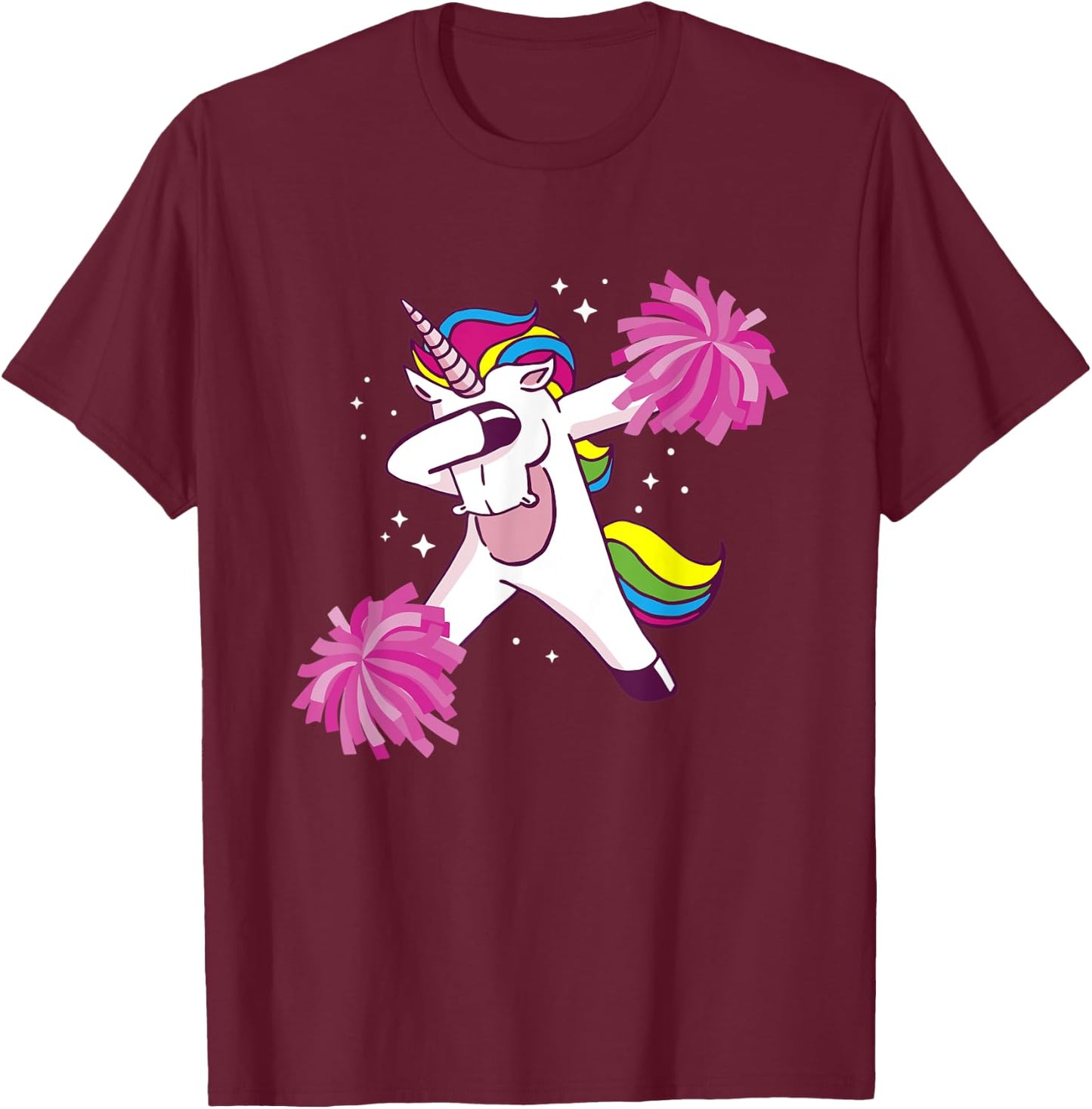 Cheer Unicorn Cheerleading Dabbing Cheerleader T-Shirt - T-Shirt | Maroon