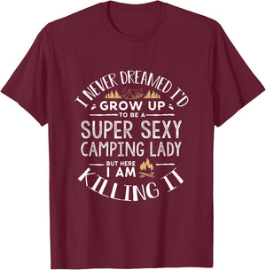 Camping Shirt Women Wife Camper RV Camping Vacation T-Shirt - T-Shirt | Maroon