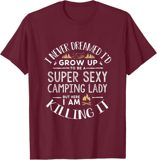 Camping Shirt Women Wife Camper RV Camping Vacation T-Shirt - T-Shirt | Maroon