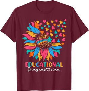 Sunflower Educational Diagnostician T-Shirt - T-Shirt | Maroon