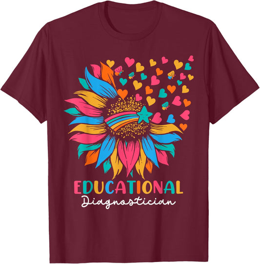 Sunflower Educational Diagnostician T-Shirt - T-Shirt | Maroon