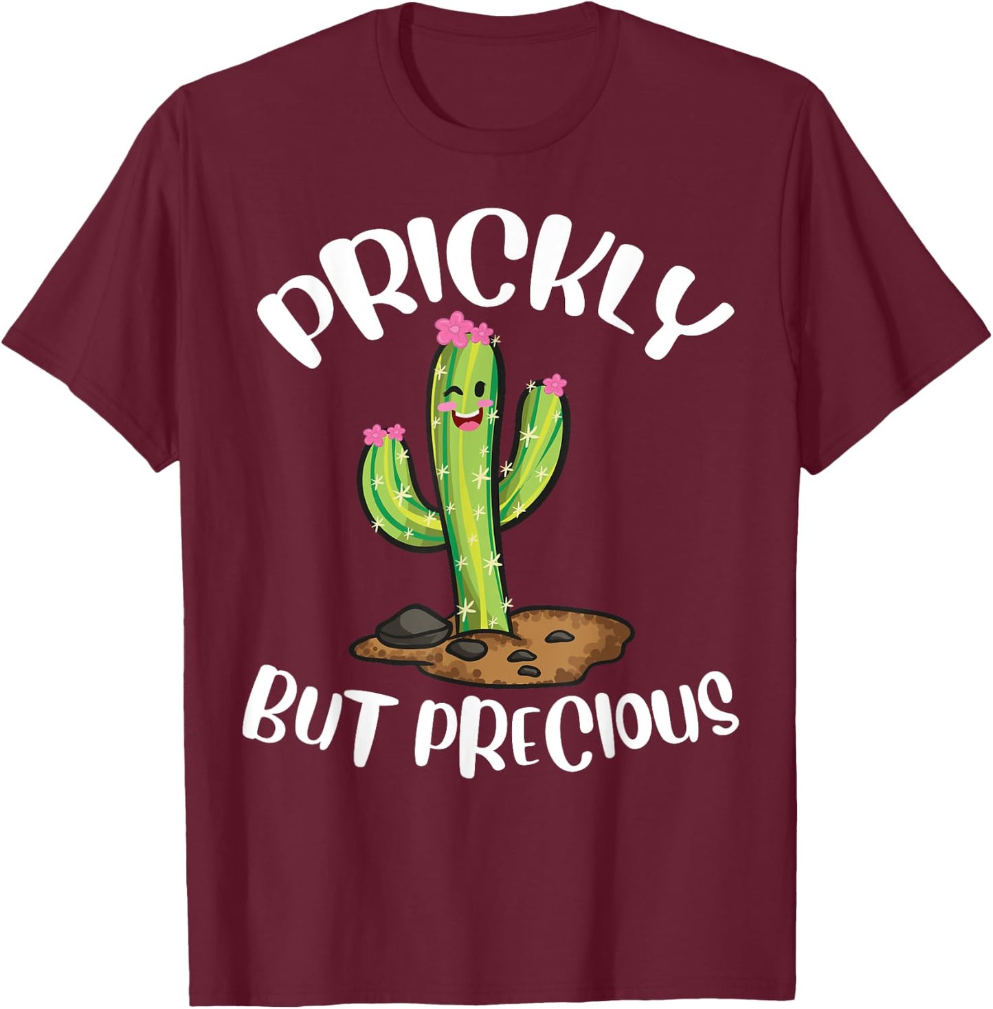 Prickly But Precious | Funny Cacti | Cute Girls Cactus T-Shirt - T-Shirt | Maroon