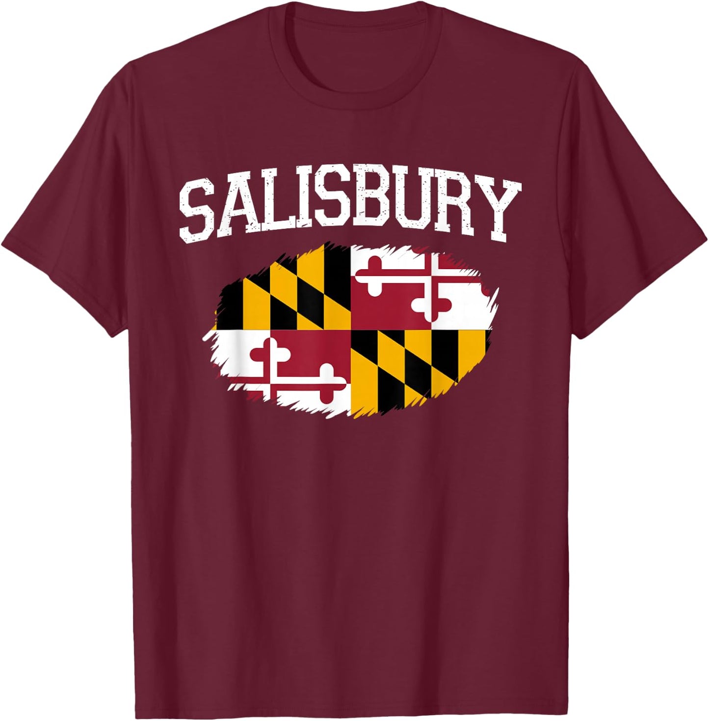 Salisbury MD Maryland Flag Vintage USA Sports Men Women T-Shirt - T-Shirt | Maroon