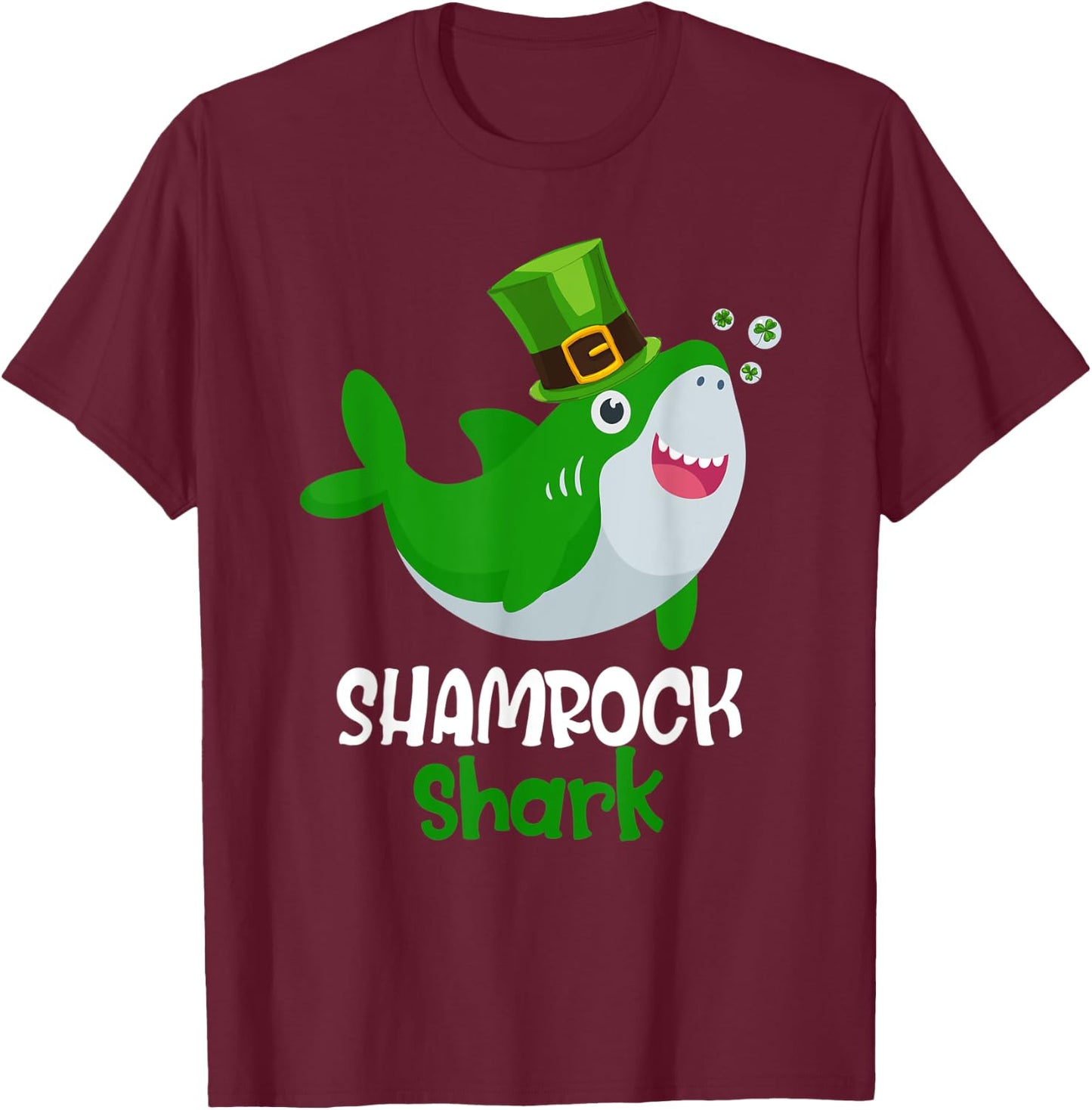 Shamrock Shark Funny St Patrick's Day Leprechaun Gift Kids T-Shirt - T-Shirt | Maroon