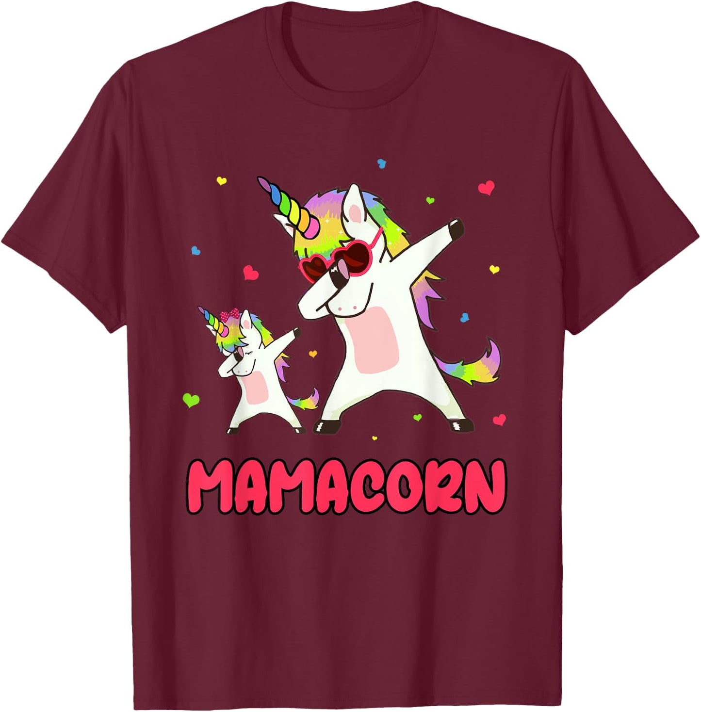 Mamacorn Dabbing Unicorn Mom Unicorn Girl Mommy Birthday T-Shirt - T-Shirt | Maroon