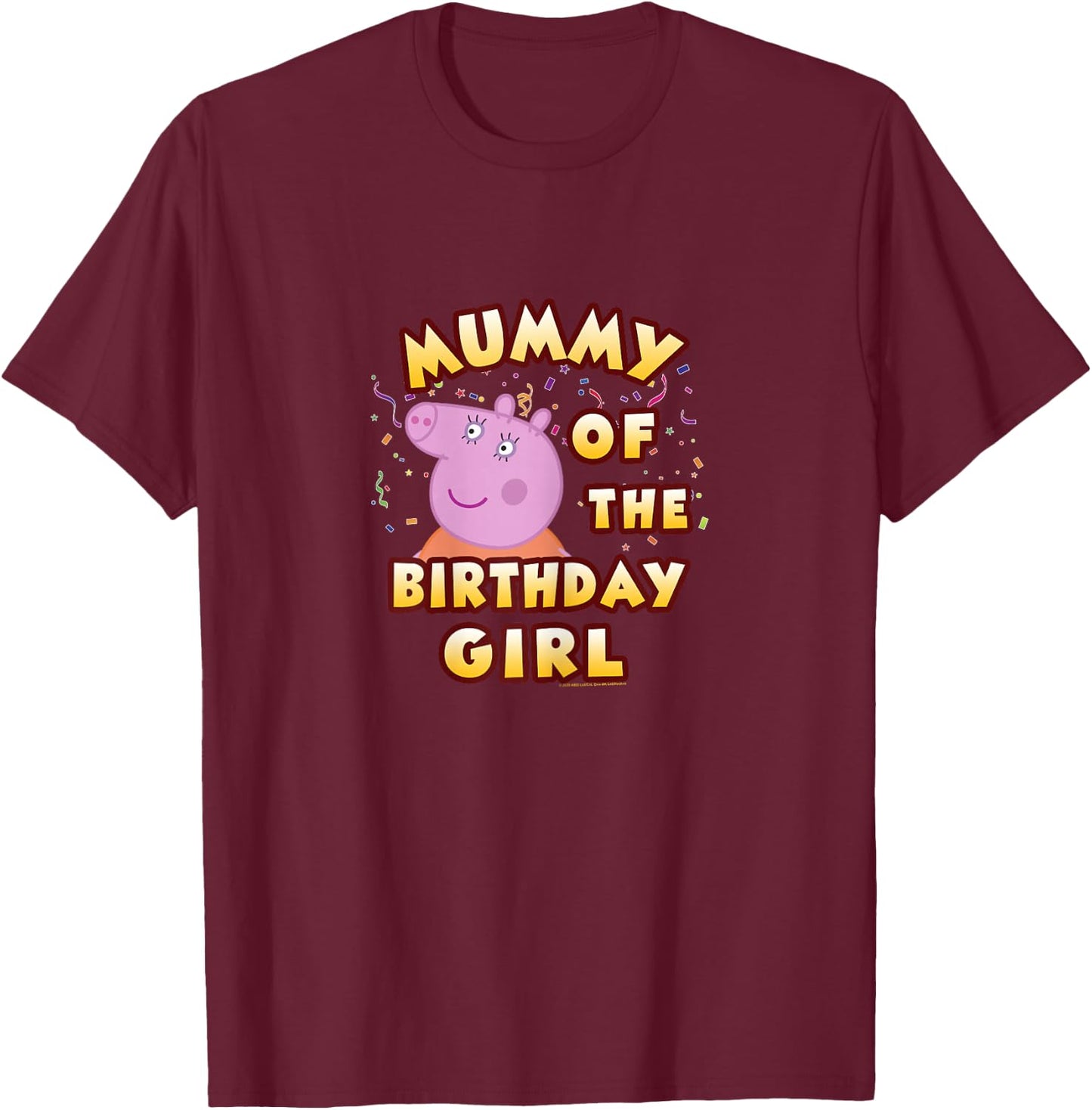 Peppa Pig Mummy of The Birthday Girl T-Shirt - T-Shirt | Maroon