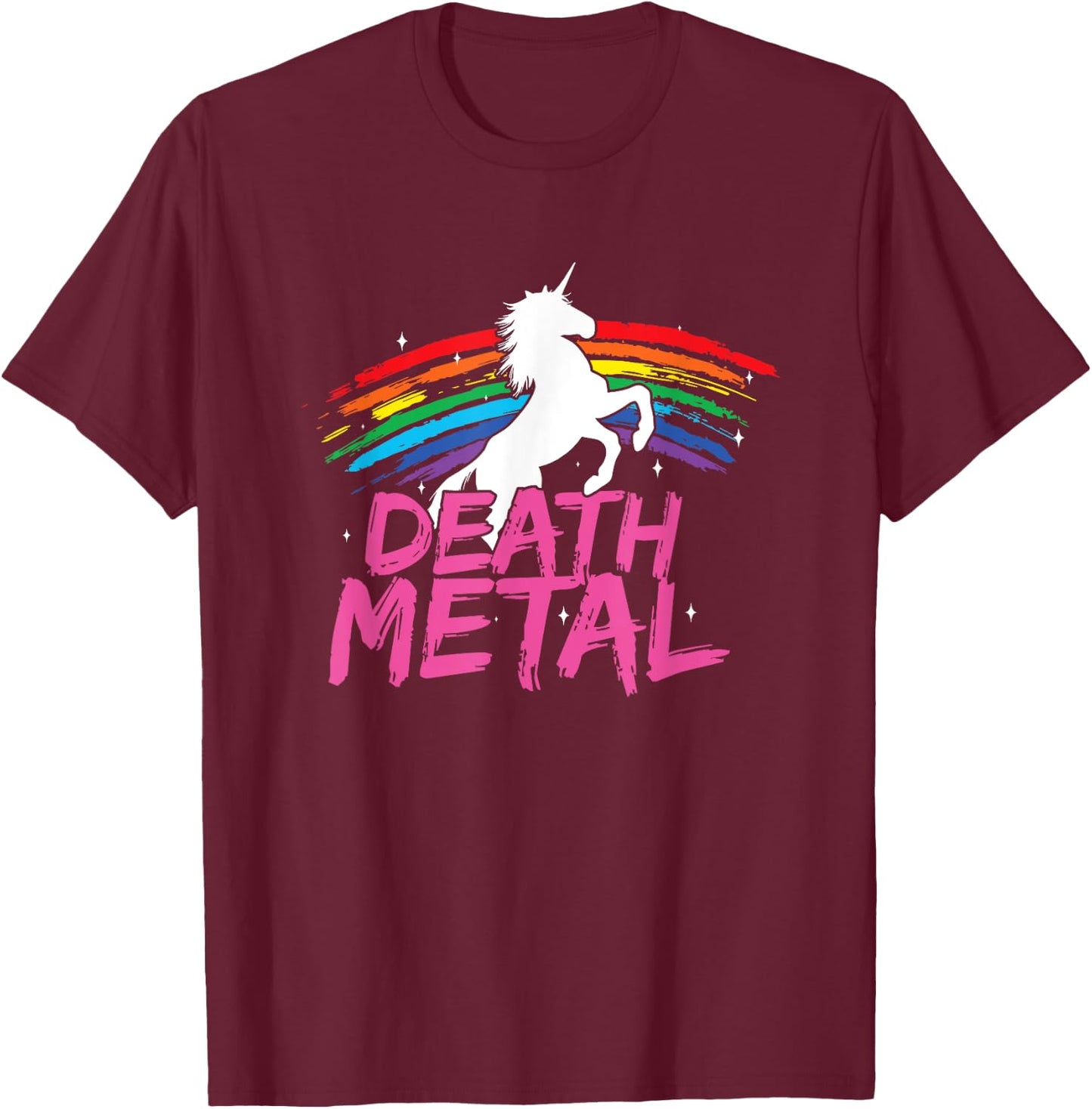 Unicorn Death Metal Rocker Metalhead Design Funny Hard Rock T-Shirt - T-Shirt | Maroon