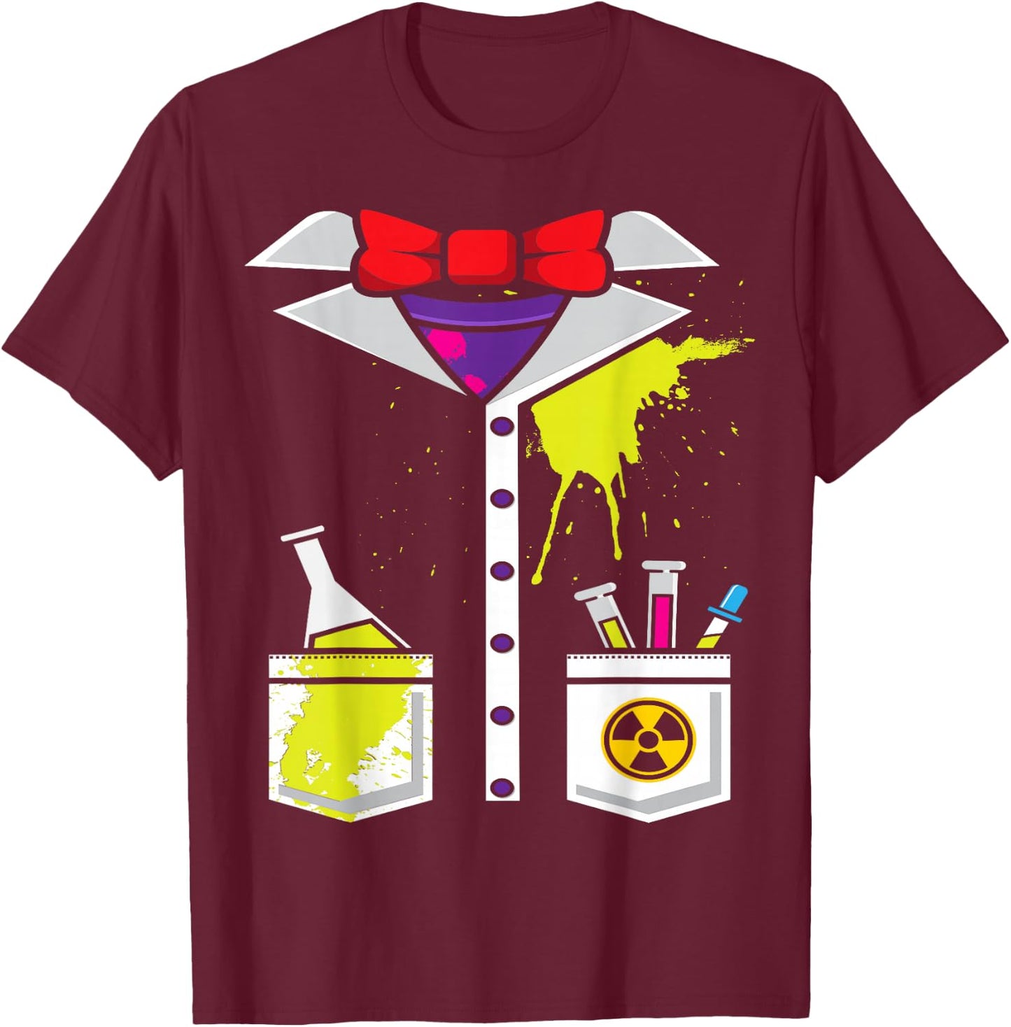 Mad Scientist Costume Halloween Carnival Science Chemistry T-Shirt - T-Shirt | Maroon