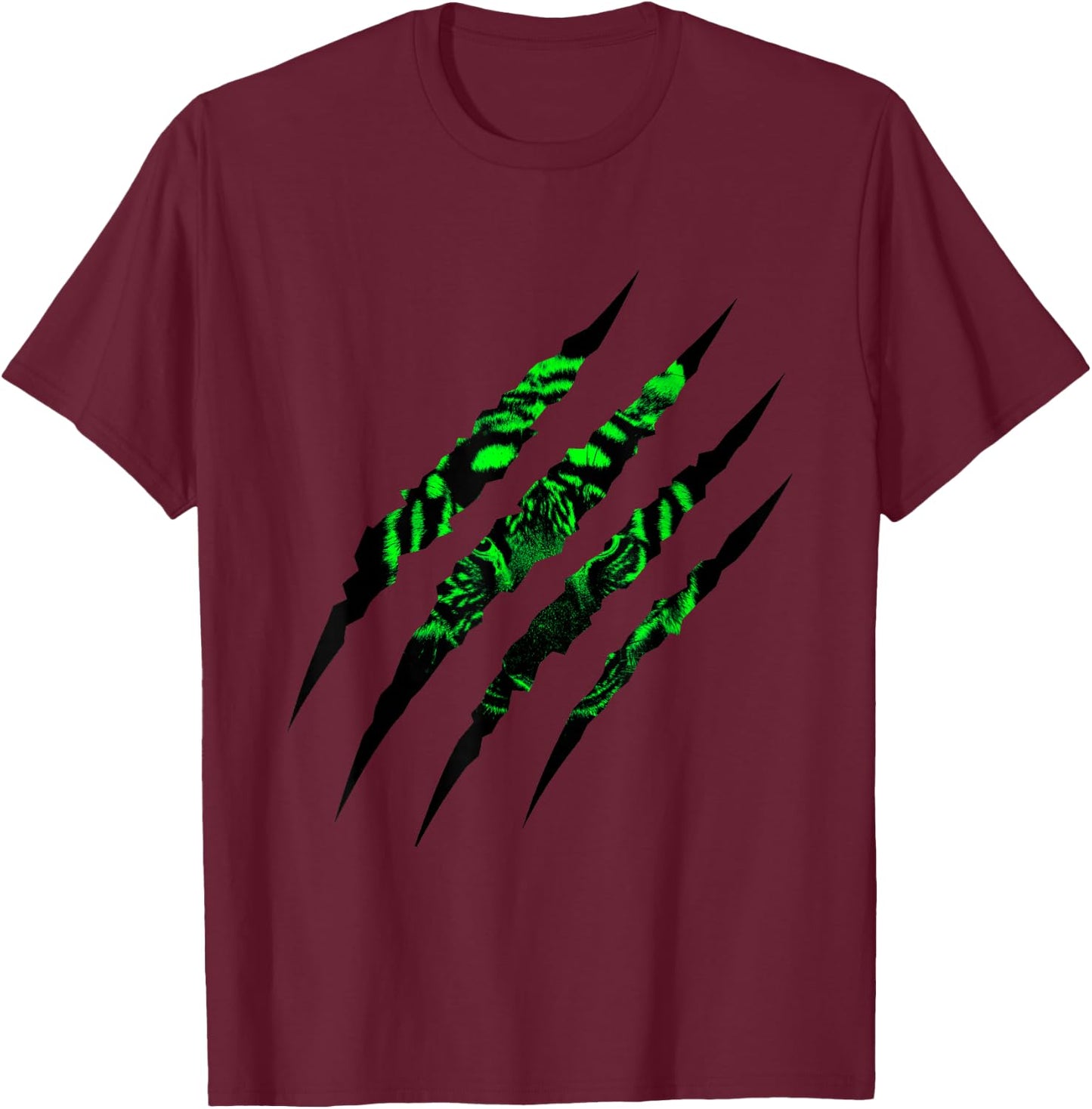 Predator Green Tiger Claw Mark T-Shirt - T-Shirt | Maroon