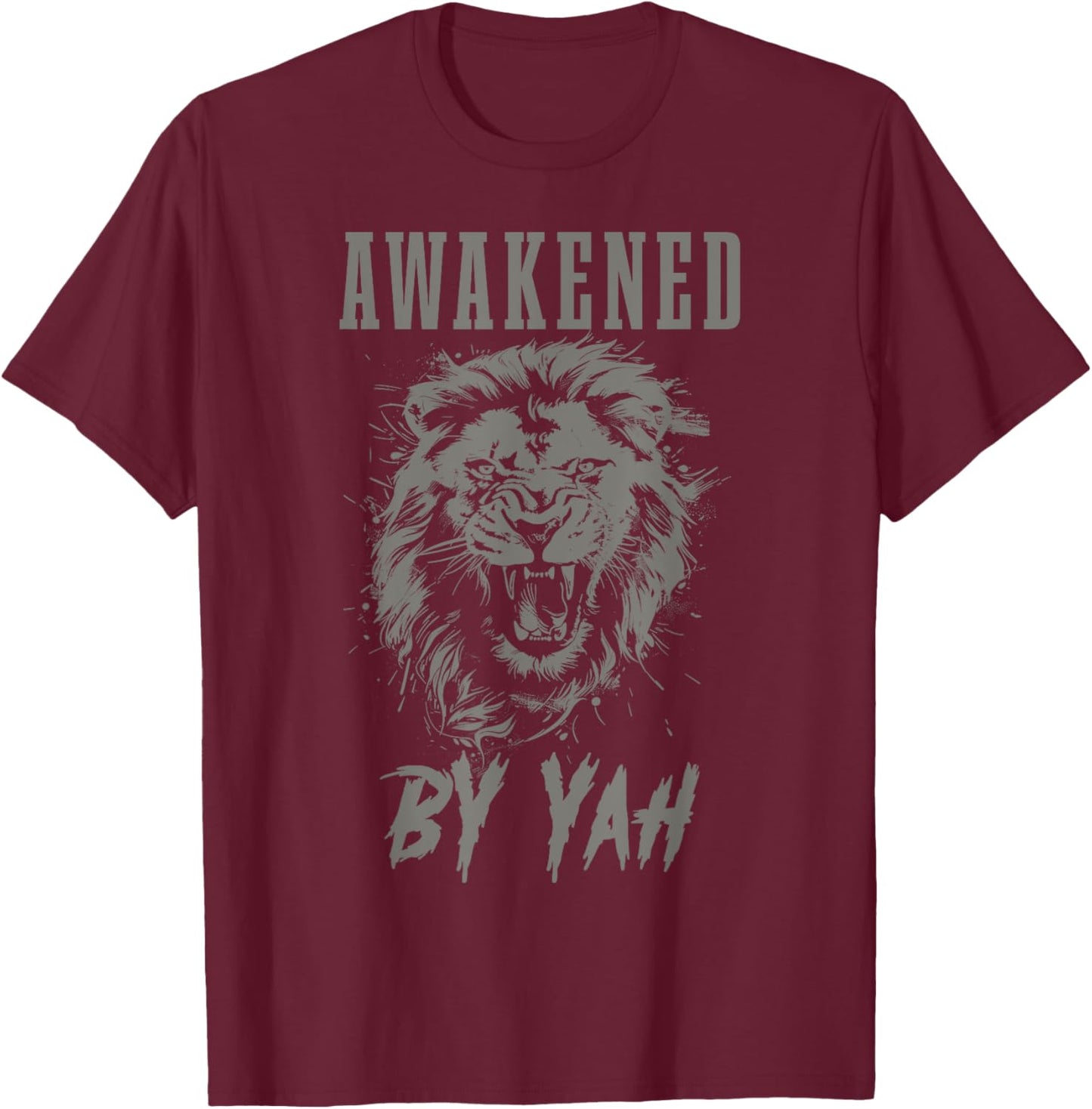 Awakened By Yah Hebrew Israelite Lion Of Judah Jewish Yahweh T-Shirt - T-Shirt | Maroon