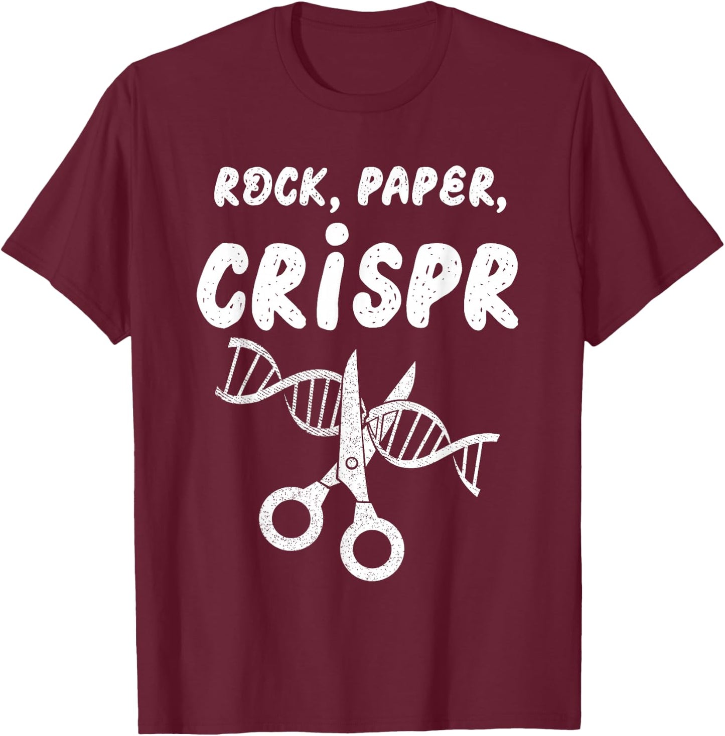 Rock Paper Scissors Crispr Gene Edit Scientist Biology T-Shirt - T-Shirt | Maroon