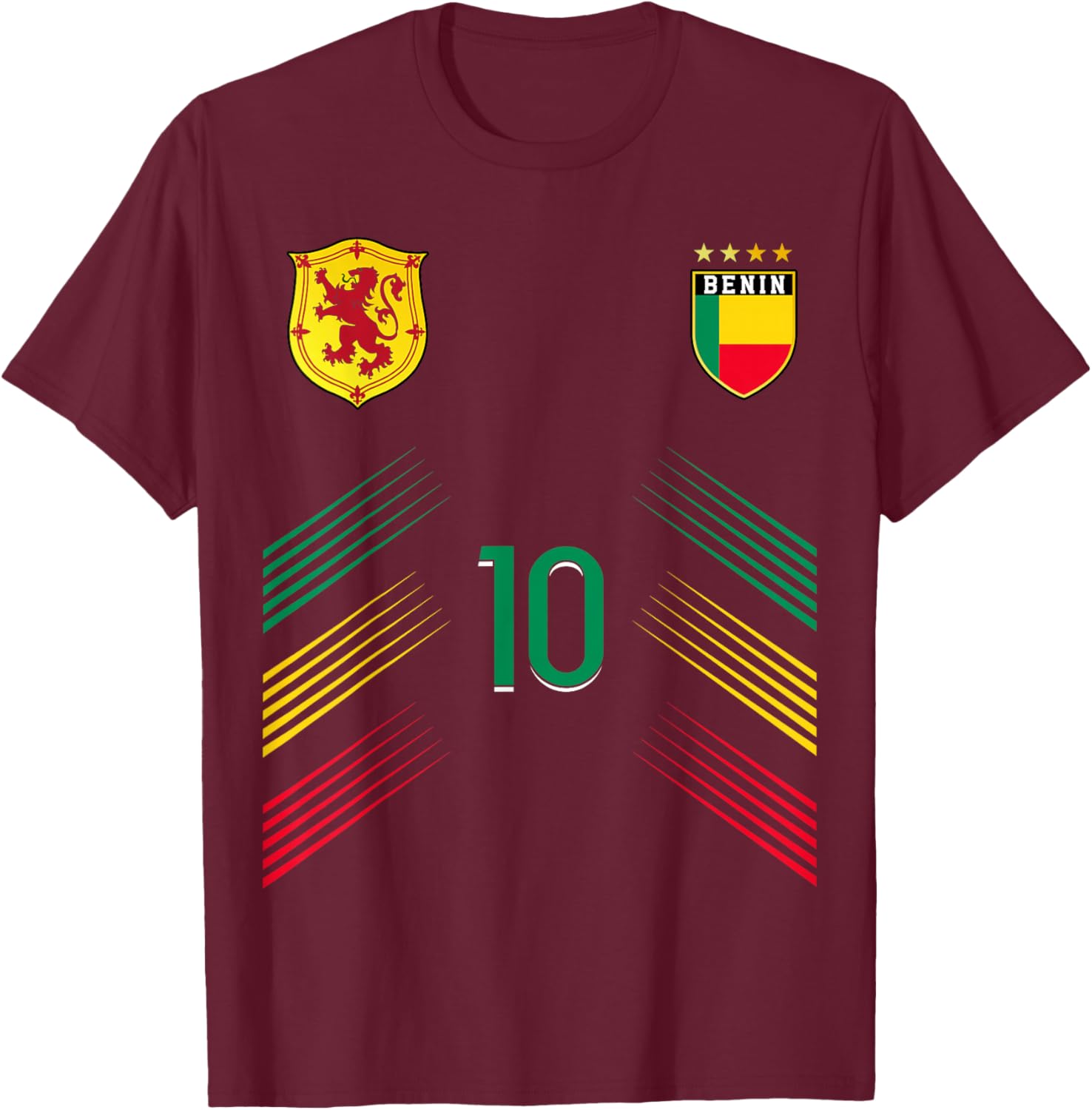 Benin Flag Beninese Pride Lovers T-Shirt - T-Shirt | Maroon