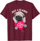 Just a Teacher Who Loves Pugs Dog Lovers Cute Pug with heart T-Shirt - T-Shirt | Maroon