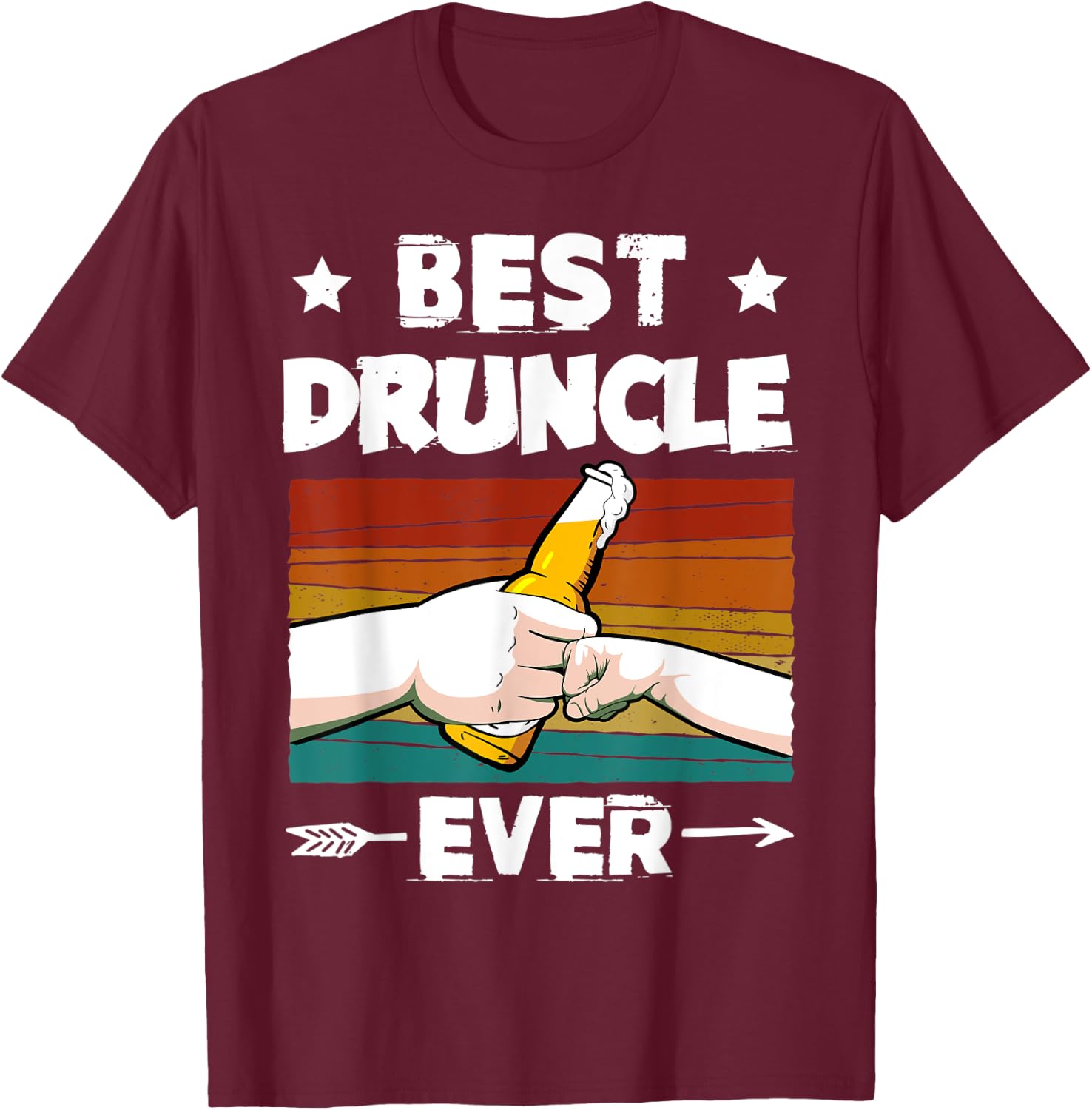 Best Druncle Ever Funny Beer Drinker Uncle Fist Bump T-Shirt - T-Shirt | Maroon