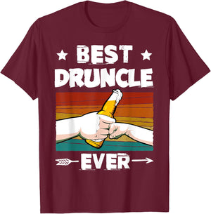 Best Druncle Ever Funny Beer Drinker Uncle Fist Bump T-Shirt - T-Shirt | Maroon