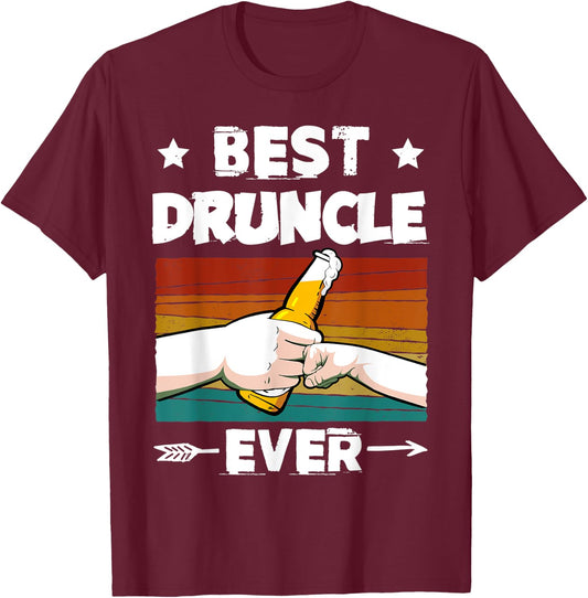 Best Druncle Ever Funny Beer Drinker Uncle Fist Bump T-Shirt - T-Shirt | Maroon