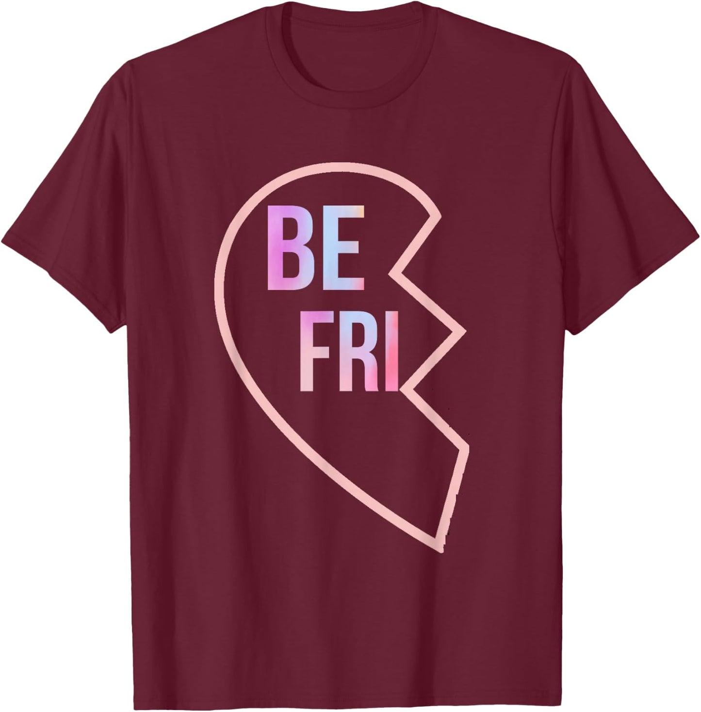 BFF 1 Heart in 2 Best Friends Matching 1st Part T-Shirt - T-Shirt | Maroon