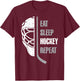 Eat Sleep Hockey Repeat Christmas For Teen Adult Hockey T-Shirt - T-Shirt | Maroon