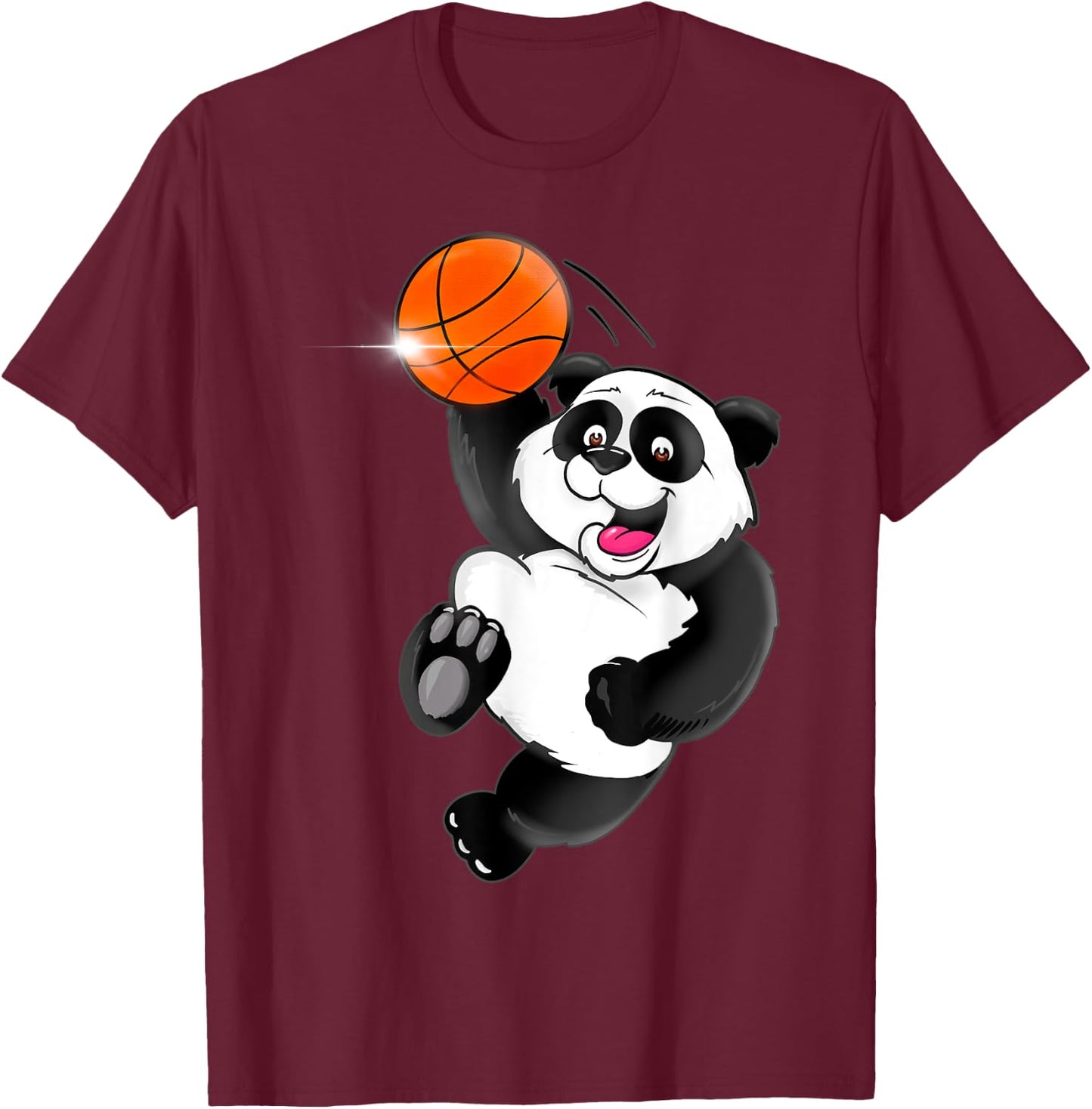 Basketball Panda Slam Dunk Funny Kids Adults Sports T-Shirt - T-Shirt | Maroon