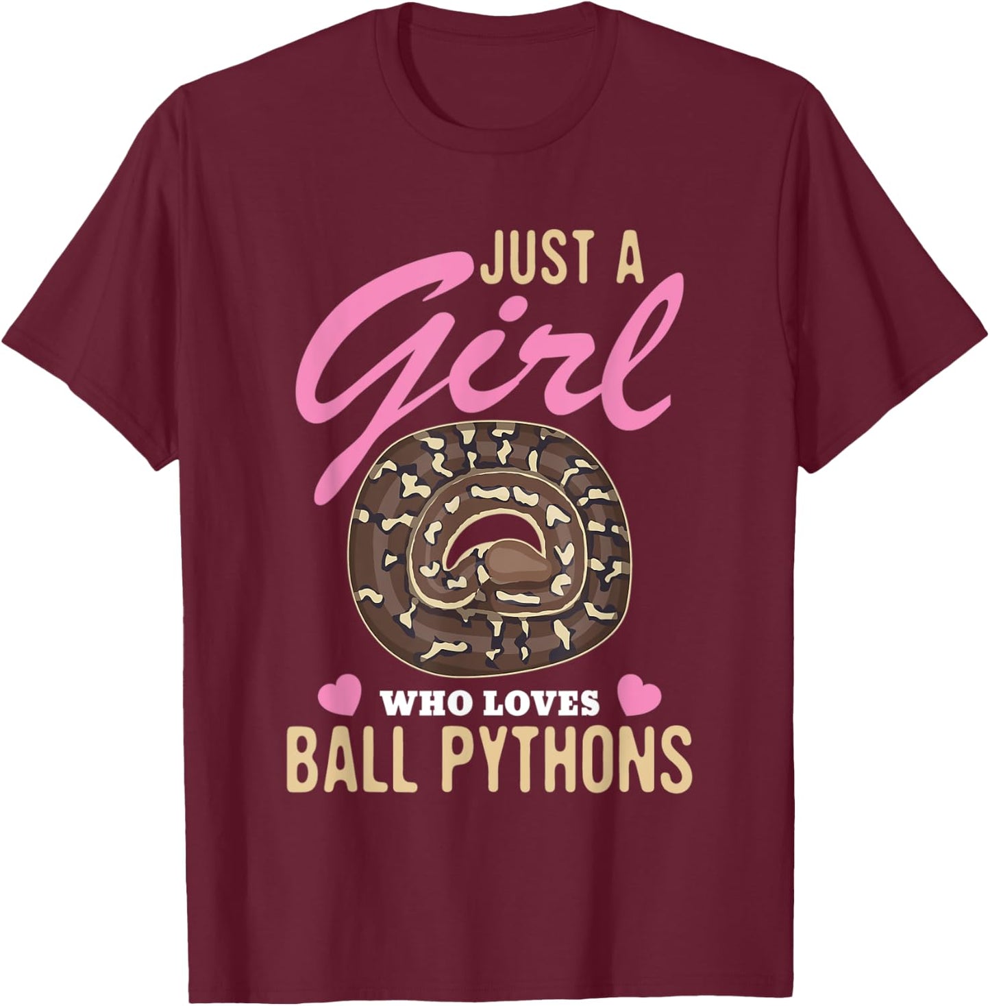 Just a Girl Who Loves Ball Pythons Snakes Snake Python Lover T-Shirt - T-Shirt | Maroon