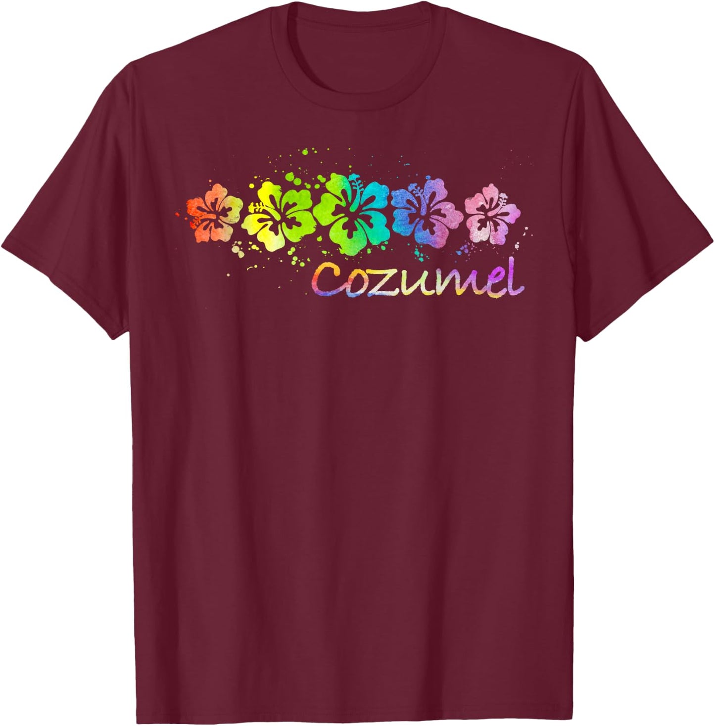Cozumel, Mexico Watercolor Beach & Surf T-Shirt - T-Shirt | Maroon