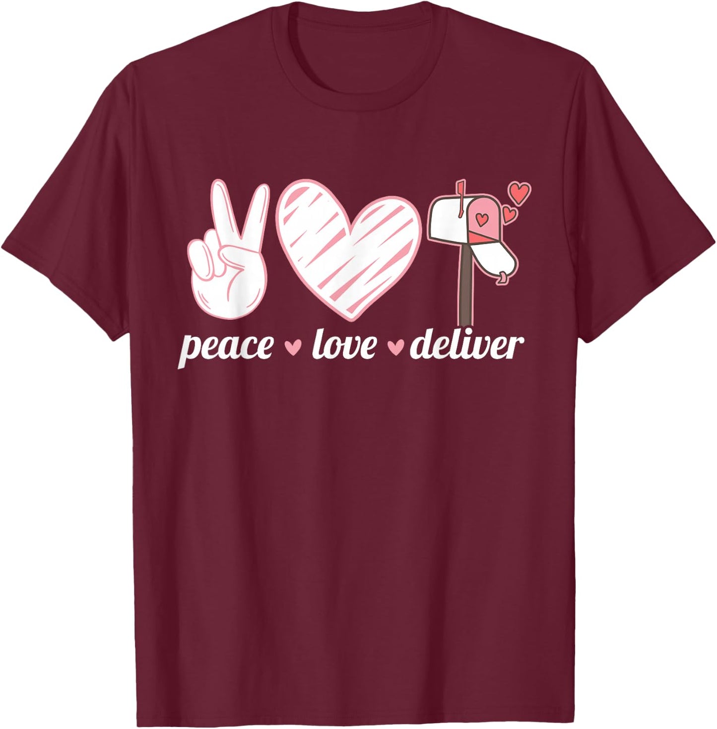Peace Love Deliver Postal Worker Ballot Voting By Mail T-Shirt - T-Shirt | Maroon