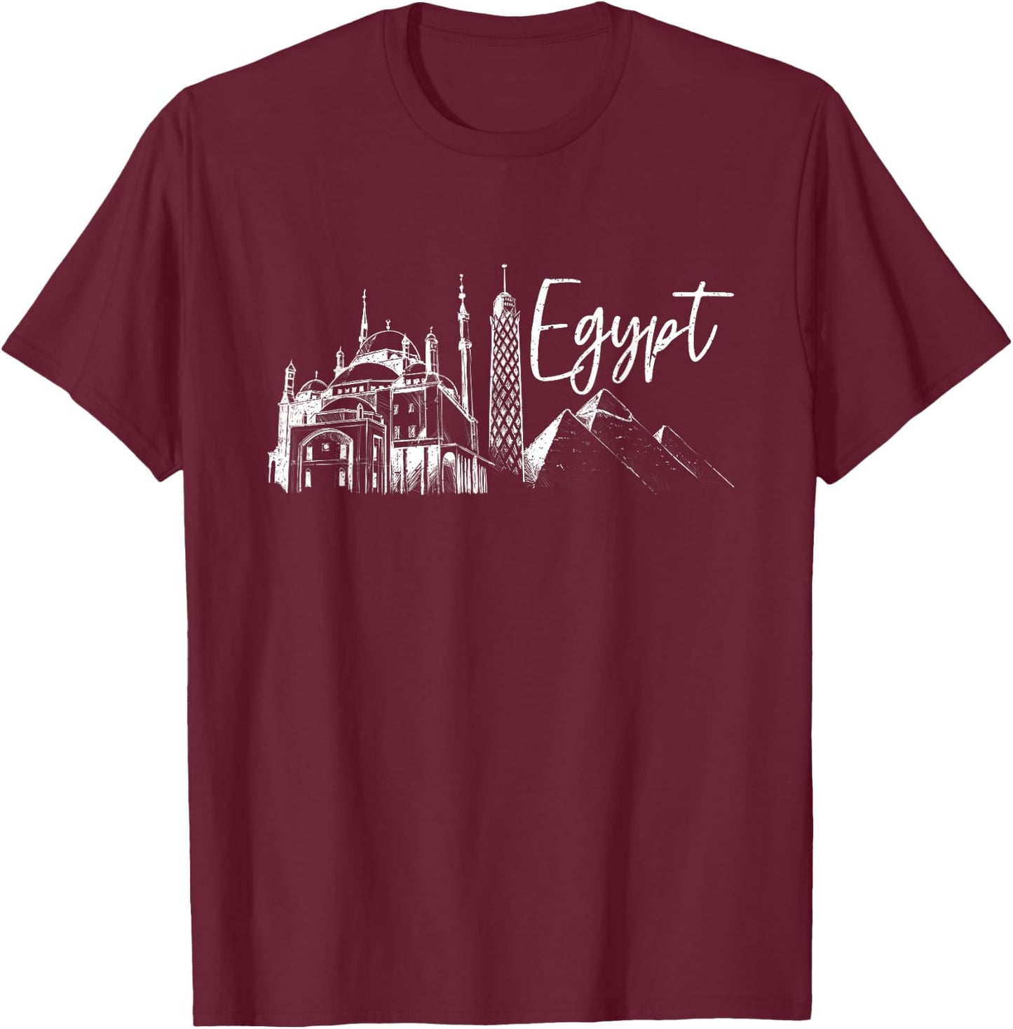 Egyptian Ancient Cairo Hieroglyphics Sphinx Egypt T-Shirt - T-Shirt | Maroon