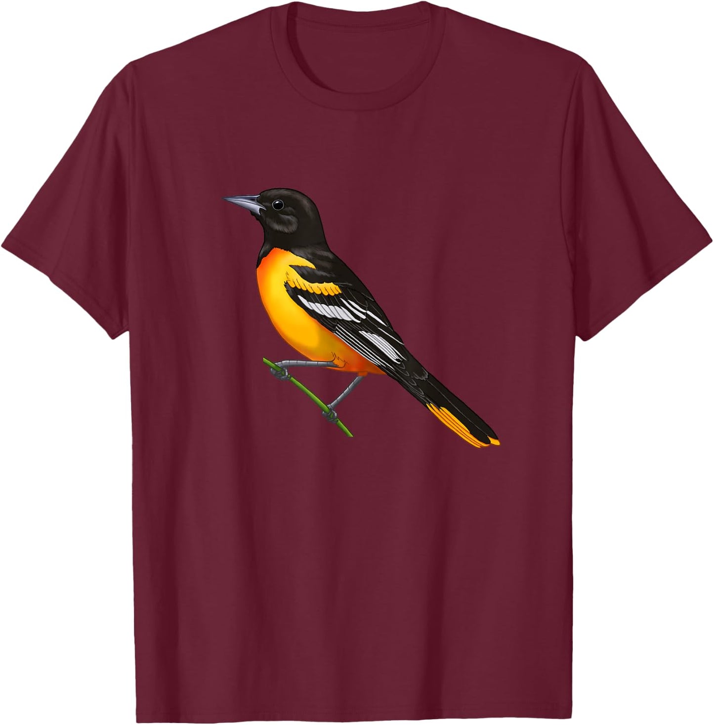 Baltimore Oriole (Icterus galbula) Bird Lover Gift T-Shirt - T-Shirt | Maroon