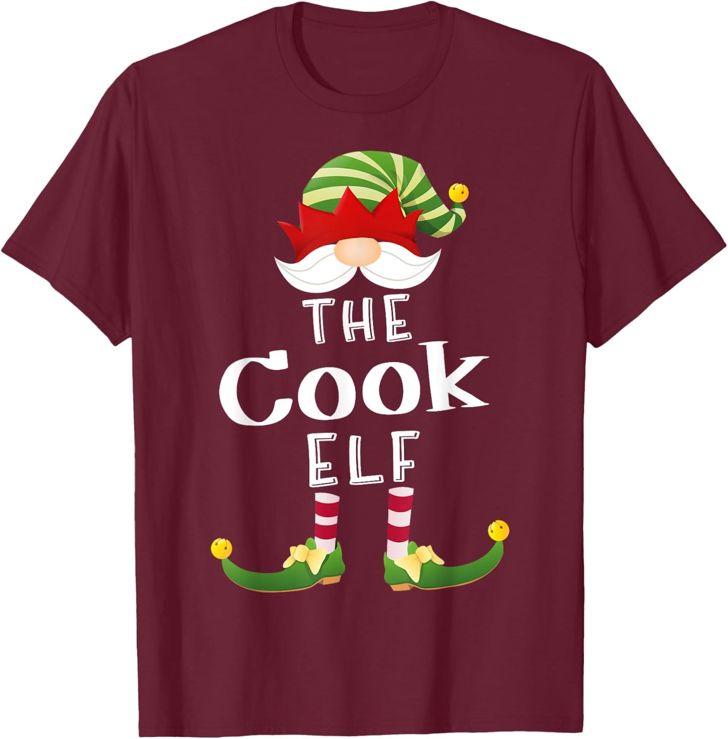 Cook Elf Group Christmas Funny Pajama Party T-Shirt - T-Shirt | Maroon