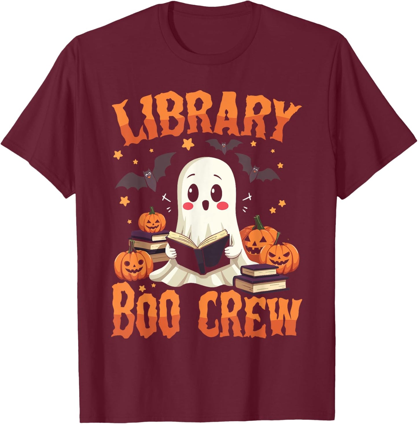 Library Boo Crew - Librarian Halloween Library Worker Team T-Shirt - T-Shirt | Maroon